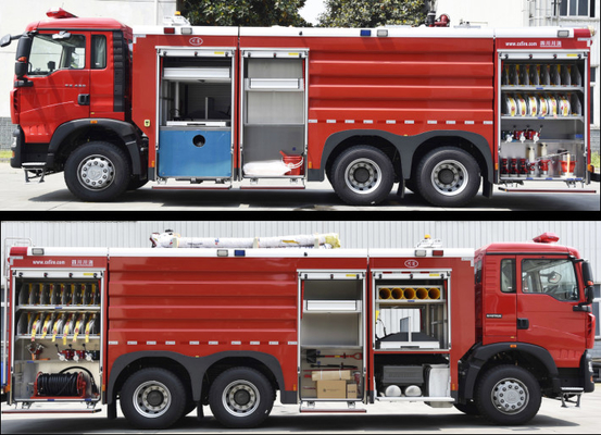 Sinotruck caminhão de bombeiros vermelho com tanque de água 12000L com carretel de mangueira de luz telescópica